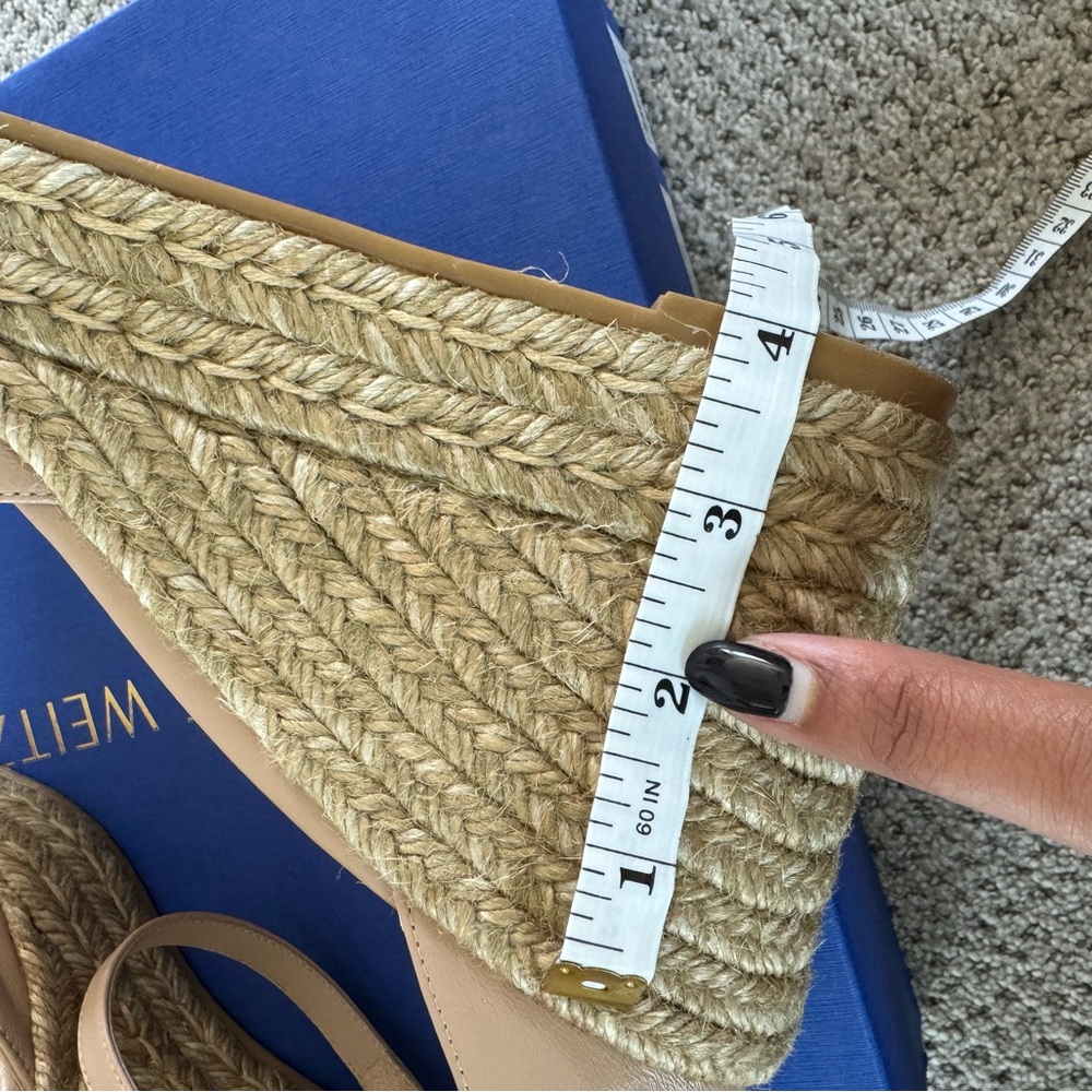 Stuart Weitzman Blush Espadrille Wedge Sandals - Picture 7 of 9